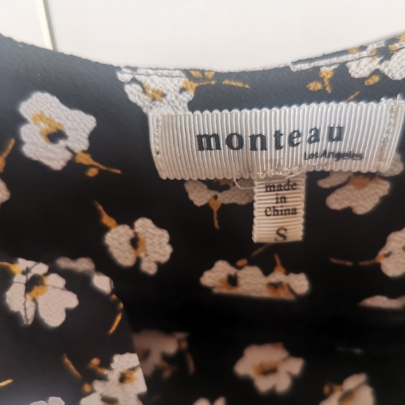 Monteau Black, White and Yellow Floral Dress Size S - Picture 3 of 4